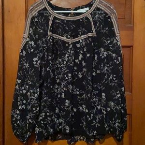 Pale Sky Black Floral Top